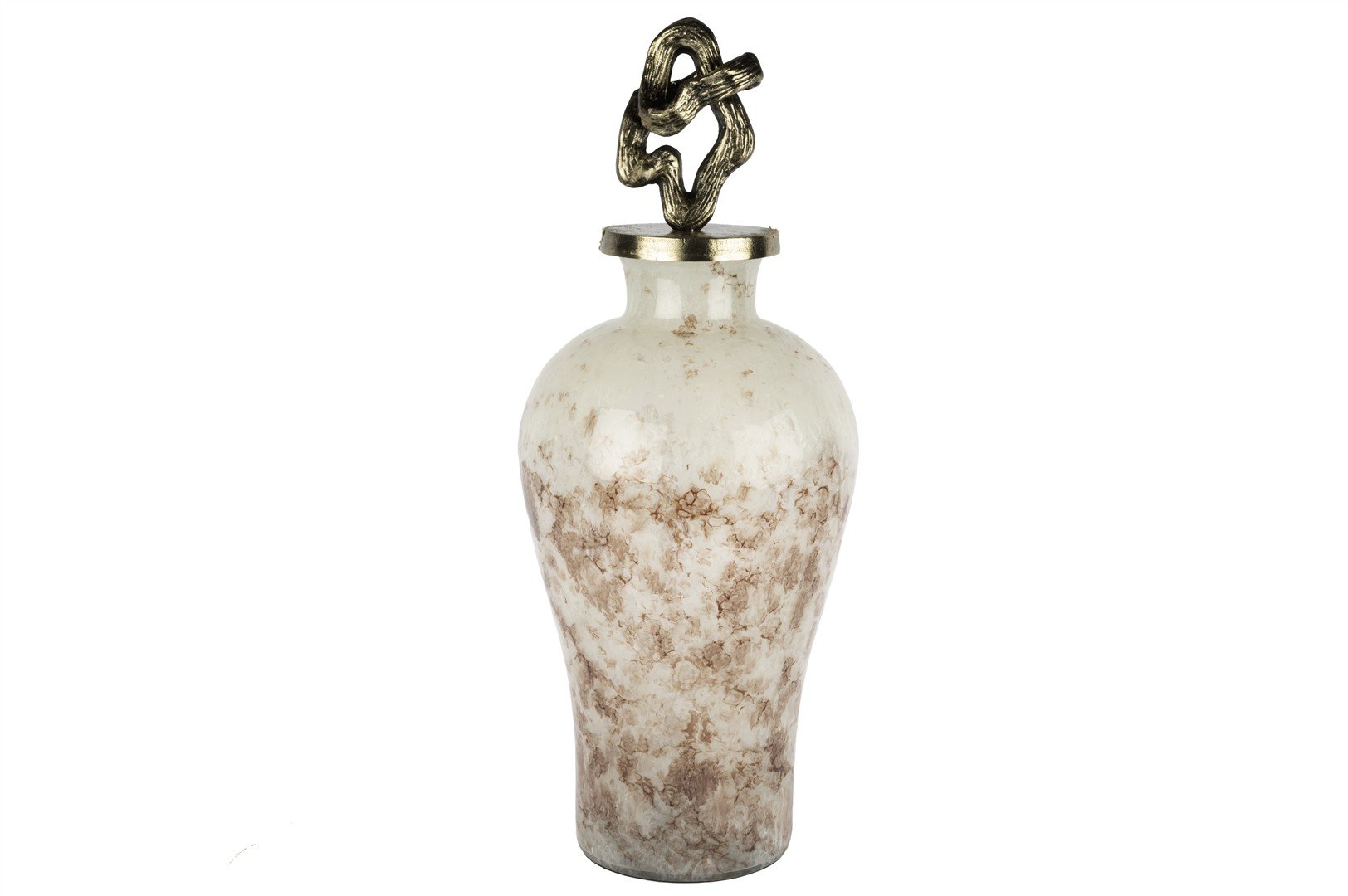 Antik Gold Kapak Mor Beyaz Cam Şişe 26x63cm