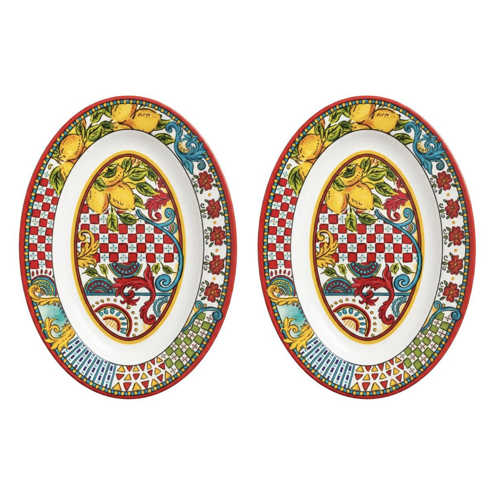 Lucky Art Lemozia Melamin 2 Li Oval Kayık Tabak 